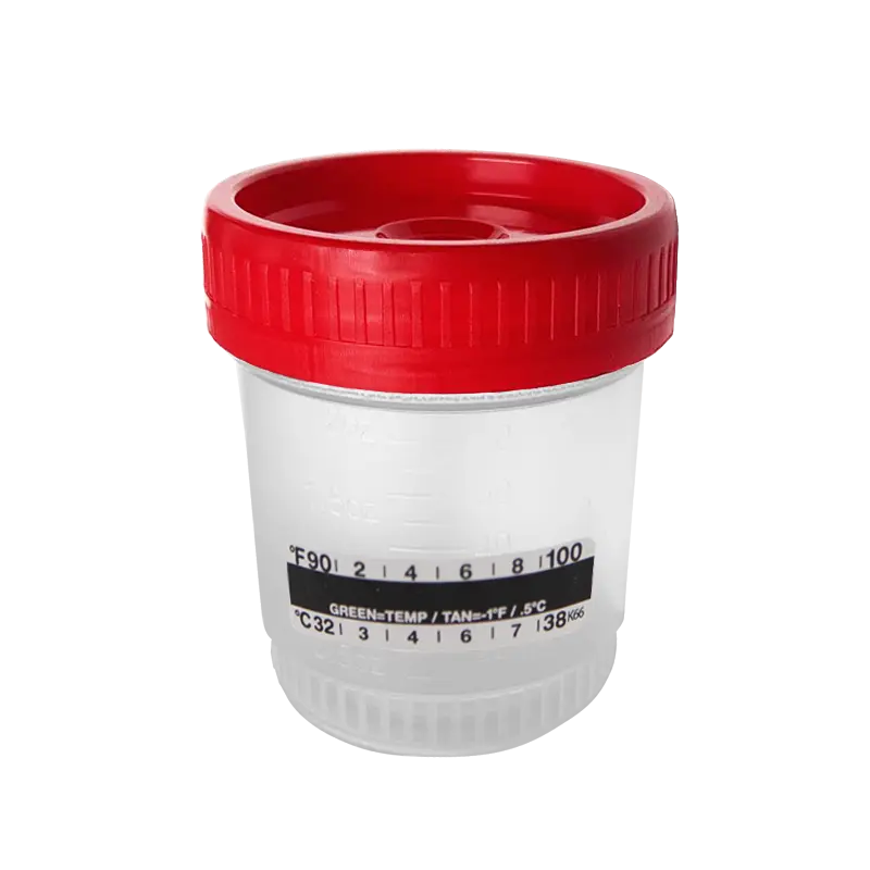 Vaso recolector tapa roja con termómetro esteril 60ml